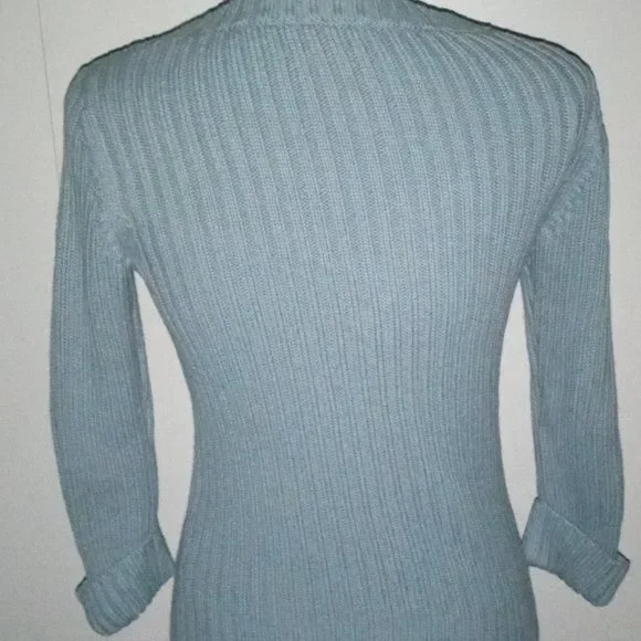 NEW Talbots Scoop Neck 3/4 Sleeve Sweater ICE Blue Petite - Picture 3 of 7